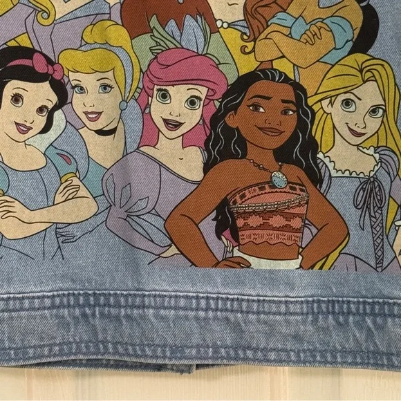Disney Baby Girl Blue Jean Jacket with All Princess Paint on the back